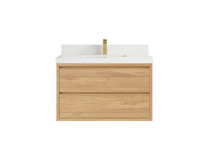 Madison Floating Teak 36 in. W x 22 in. D Center Sink Bathroom Vanity - photo 24