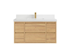 Madison Floating Teak 42 in. W x 22 in. D Single Sink Bathroom Vanity - photo 24