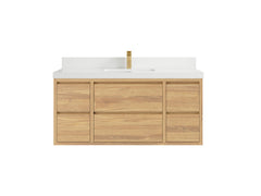 Madison Floating Teak 48 in. W x 22 in. D Single Sink Bathroom Vanity - photo 24