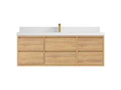 Madison Floating Teak 60 in. W x 22 in. D Single Sink Bathroom Vanity - photo 24