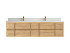 Madison Floating Teak 84 in. W x 22 in. D Double Sink Bathroom Vanity - photo 24