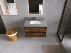 Madison Floating Teak 36 in. W x 22 in. D Center Sink Bathroom Vanity - photo 13