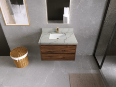 Madison Floating Teak 36 in. W x 22 in. D Center Sink Bathroom Vanity - photo 21