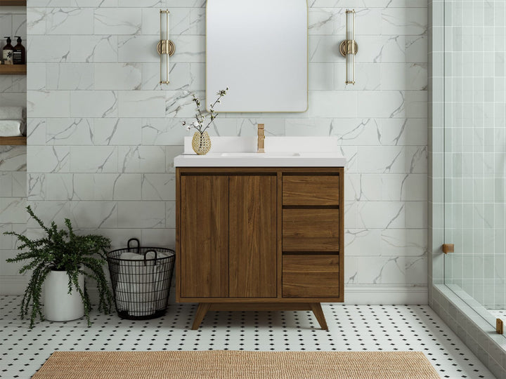 Madison Teak Wood 36 in. W x 22 in. D Center Sink Bathroom Vanity - photo 4