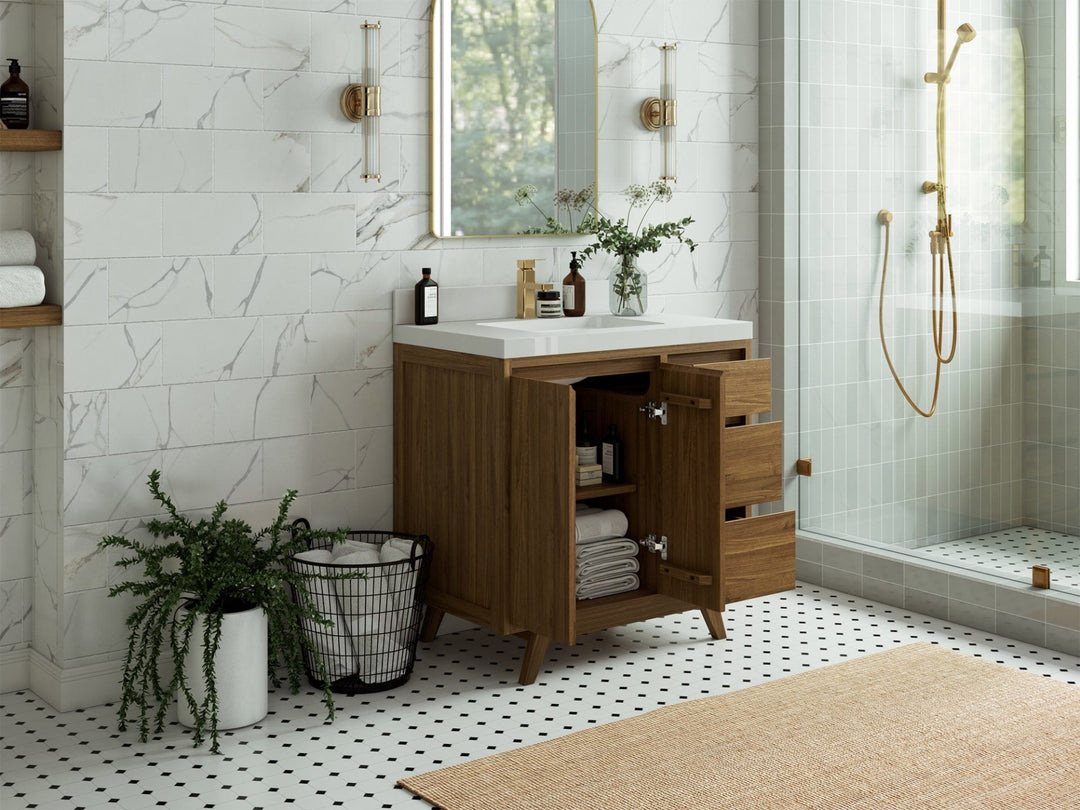 Madison Teak Wood 36 in. W x 22 in. D Center Sink Bathroom Vanity