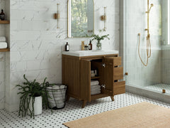 Madison Teak Wood 36 in. W x 22 in. D Center Sink Bathroom Vanity - photo 3