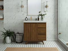 Madison Teak Wood 36 in. W x 22 in. D Left Offset Sink Bathroom Vanity - photo 4