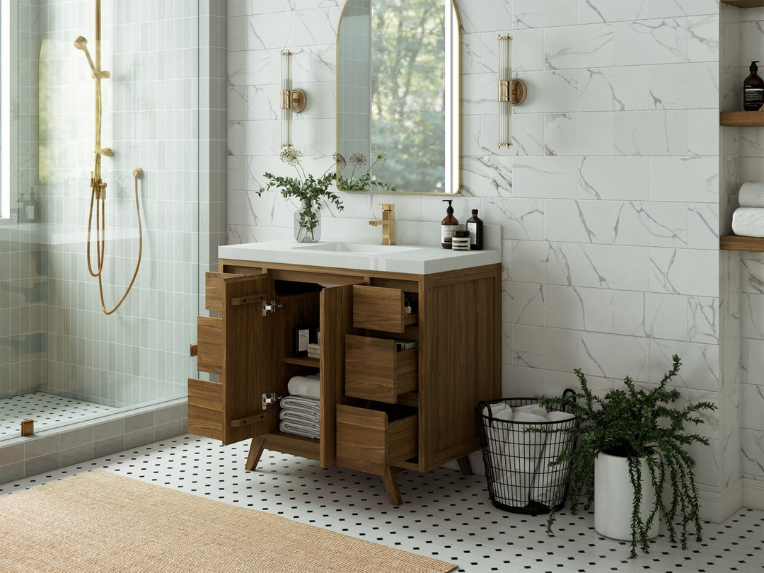 Madison Teak Wood 42 in. W x 22 in. D Single Sink Bathroom Vanity