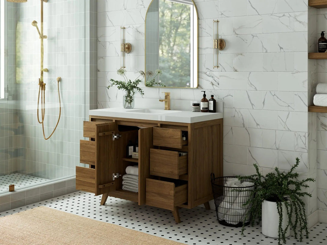 Madison Teak Wood 48 in. W x 22 in. D Single Sink Bathroom Vanity