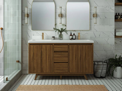 Madison Teak Wood 60 in. W x 22 in. D Double Sink Bathroom Vanity