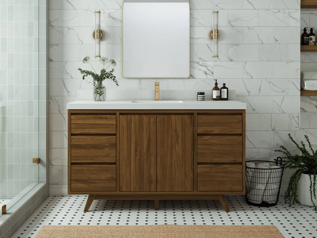 Madison Teak Wood 60 in. W x 22 in. D Single Sink Bathroom Vanity