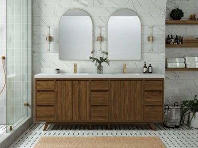 Madison Teak Wood 84 in. W x 22 in. D Double Sink Bathroom Vanity