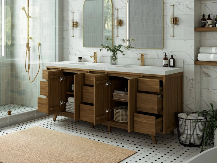Madison Teak Wood 80 in. W x 22 in. D Double Sink Bathroom Vanity - photo 23