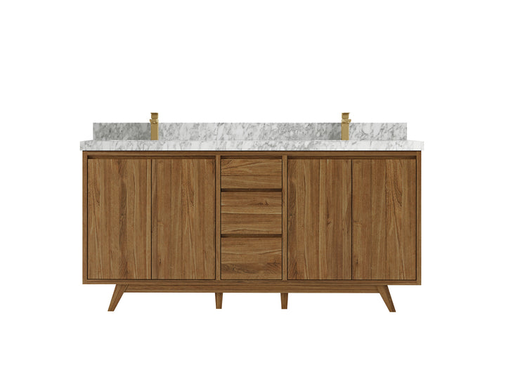 Madison Teak Wood 72 in. W x 22 in. D Double Sink Bathroom Vanity - photo 7