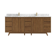 Madison Teak Wood 84 in. W x 22 in. D Double Sink Bathroom Vanity - photo 9