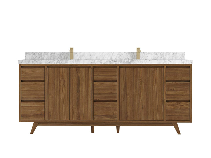 Madison Teak Wood 84 in. W x 22 in. D Double Sink Bathroom Vanity - photo 9