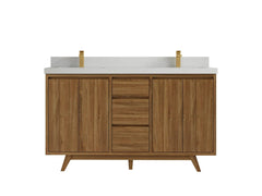 Madison Teak Wood 60 in. W x 22 in. D Double Sink Bathroom Vanity - photo 6