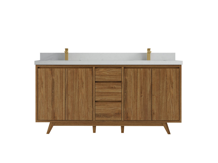 Madison Teak Wood 72 in. W x 22 in. D Double Sink Bathroom Vanity - photo 8
