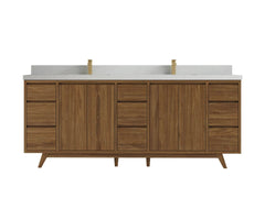 Madison Teak Wood 84 in. W x 22 in. D Double Sink Bathroom Vanity - photo 11