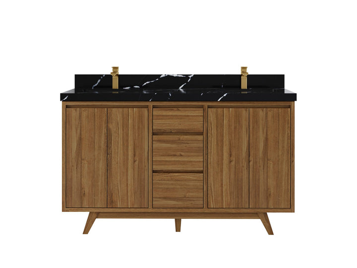 Madison Teak Wood 60 in. W x 22 in. D Double Sink Bathroom Vanity - photo 13