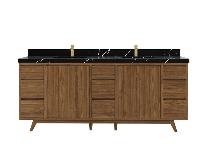 Madison Teak Wood 84 in. W x 22 in. D Double Sink Bathroom Vanity - photo 7