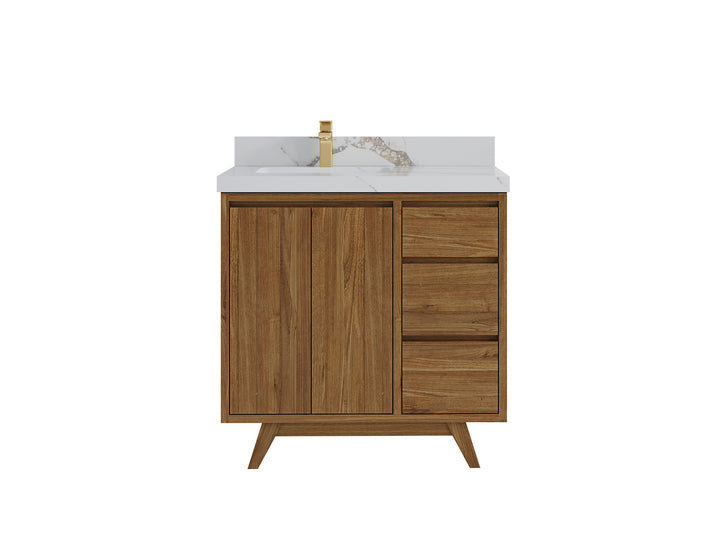 Madison Teak Wood 36 in. W x 22 in. D Left Offset Sink Bathroom Vanity - photo 20