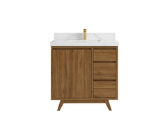 Madison Teak Wood 36 in. W x 22 in. D Center Sink Bathroom Vanity - photo 1