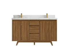 Madison Teak Wood 60 in. W x 22 in. D Double Sink Bathroom Vanity - photo 1