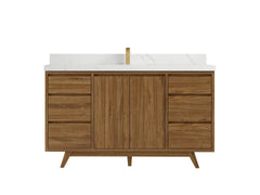 Madison Teak Wood 60 in. W x 22 in. D Single Sink Bathroom Vanity - photo 1