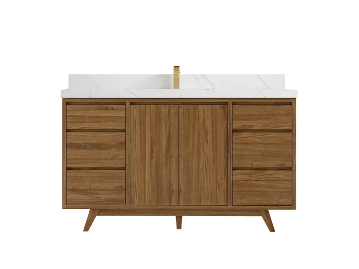 Madison Teak Wood 60 in. W x 22 in. D Single Sink Bathroom Vanity - photo 6