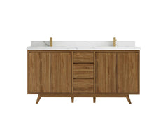 Madison Teak Wood 72 in. W x 22 in. D Double Sink Bathroom Vanity - photo 1