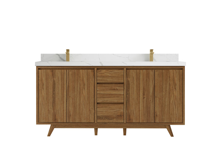 Madison Teak Wood 72 in. W x 22 in. D Double Sink Bathroom Vanity - photo 11