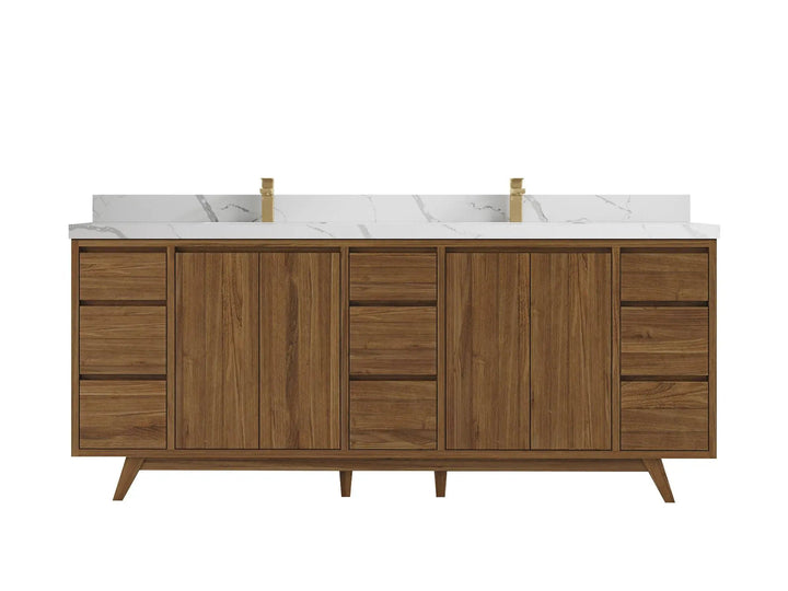 Madison Teak Wood 84 in. W x 22 in. D Double Sink Bathroom Vanity - photo 6