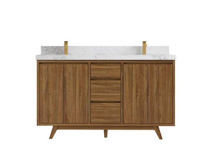 Madison Teak Wood 60 in. W x 22 in. D Double Sink Bathroom Vanity - photo 15