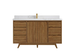 Madison Teak Wood 60 in. W x 22 in. D Single Sink Bathroom Vanity - photo 8