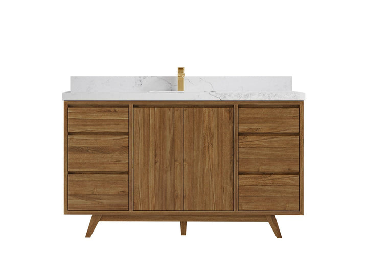 Madison Teak Wood 60 in. W x 22 in. D Single Sink Bathroom Vanity - photo 8