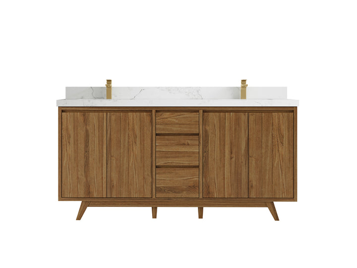 Madison Teak Wood 72 in. W x 22 in. D Double Sink Bathroom Vanity - photo 12