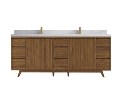 Madison Teak Wood 84 in. W x 22 in. D Double Sink Bathroom Vanity - photo 8