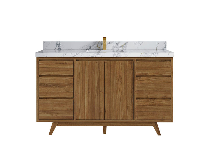 Madison Teak Wood 60 in. W x 22 in. D Single Sink Bathroom Vanity - photo 25