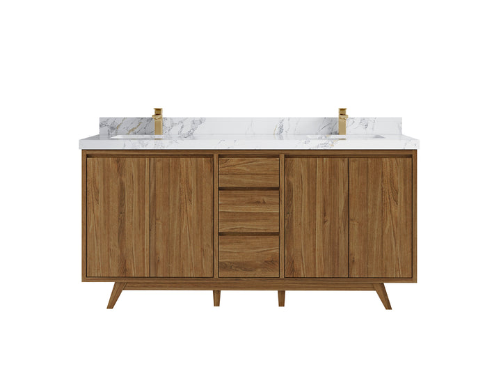 Madison Teak Wood 72 in. W x 22 in. D Double Sink Bathroom Vanity - photo 13