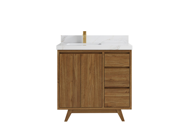 Madison Teak Wood 36 in. W x 22 in. D Left Offset Sink Bathroom Vanity - photo 22