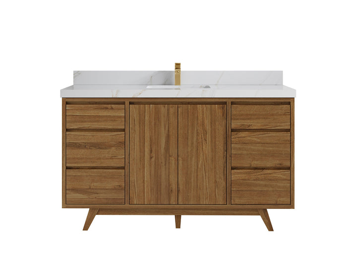 Madison Teak Wood 60 in. W x 22 in. D Single Sink Bathroom Vanity - photo 20