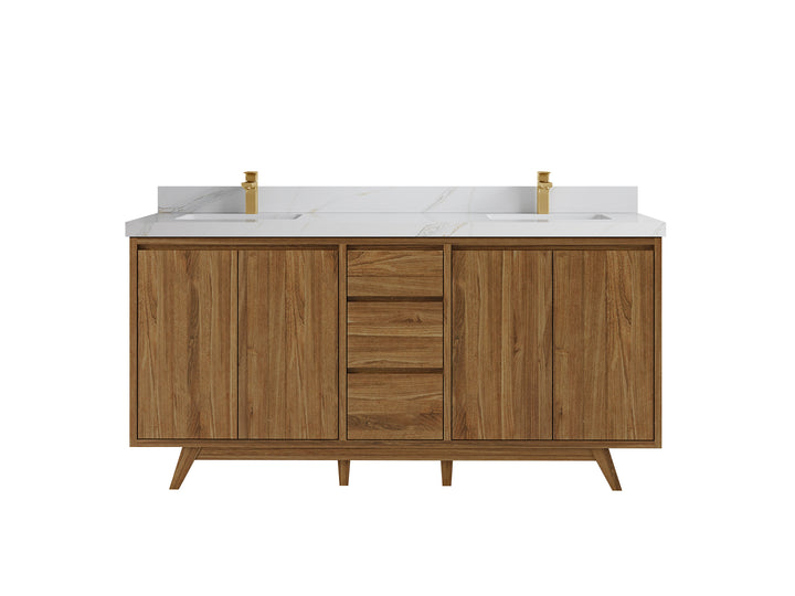 Madison Teak Wood 72 in. W x 22 in. D Double Sink Bathroom Vanity - photo 14