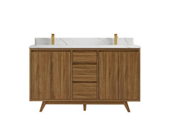 Madison Teak Wood 60 in. W x 22 in. D Double Sink Bathroom Vanity - photo 8