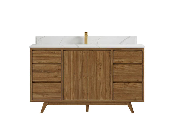 Madison Teak Wood 60 in. W x 22 in. D Single Sink Bathroom Vanity - photo 12