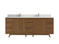 Madison Teak Wood 84 in. W x 22 in. D Double Sink Bathroom Vanity - photo 12