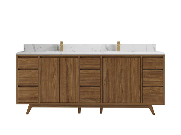 Madison Teak Wood 84 in. W x 22 in. D Double Sink Bathroom Vanity - photo 12