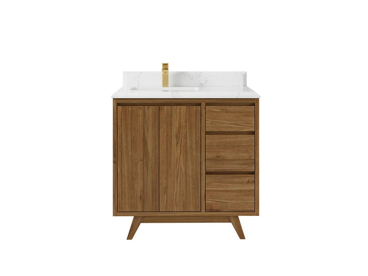 Madison Teak Wood 36 in. W x 22 in. D Left Offset Sink Bathroom Vanity - photo 15