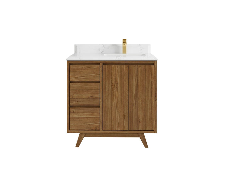 Madison Teak Wood 36 in. W x 22 in. D Right Offset Sink Bathroom Vanity - photo 15