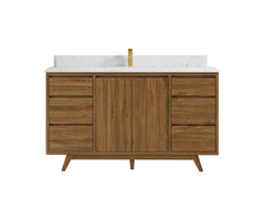 Madison Teak Wood 60 in. W x 22 in. D Single Sink Bathroom Vanity - photo 13